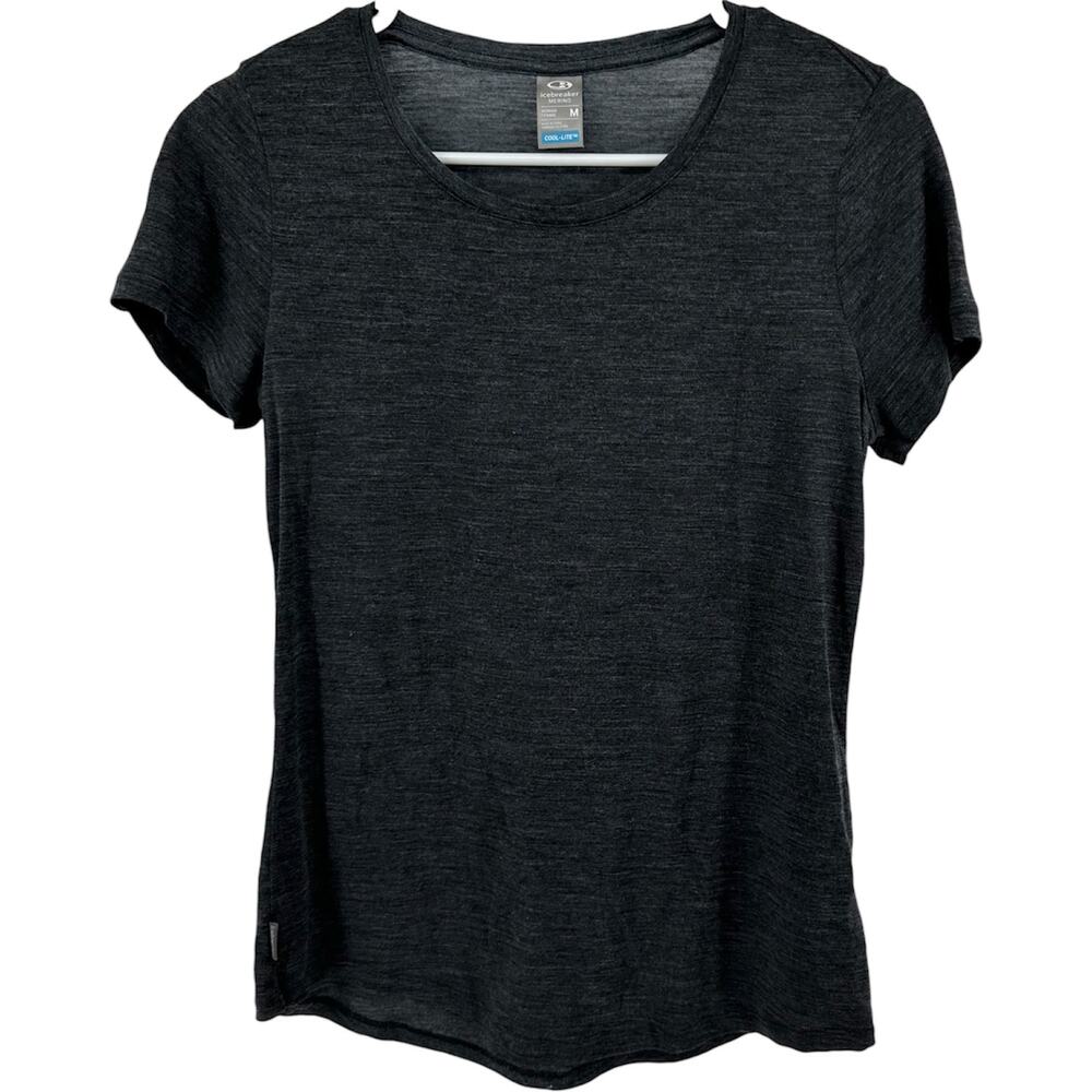 Icebreaker Merino 125 Cool-Lite Sphere T-Shirt Scoop Neck Black Heather M